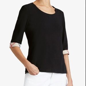 Burberry Brit Black Cotton Nova Check Trim Top